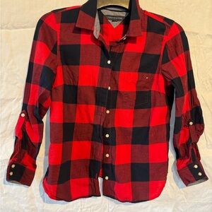 Tommy Hilfiger Red & Black Plaid Flannel Shirt